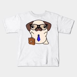 Funny Pug is on the way to work Kids T-Shirt